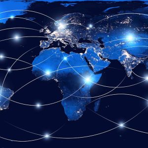 Global networking and international communication. World map as a symbol of the global network. Elements of this image furnished by NASA.
